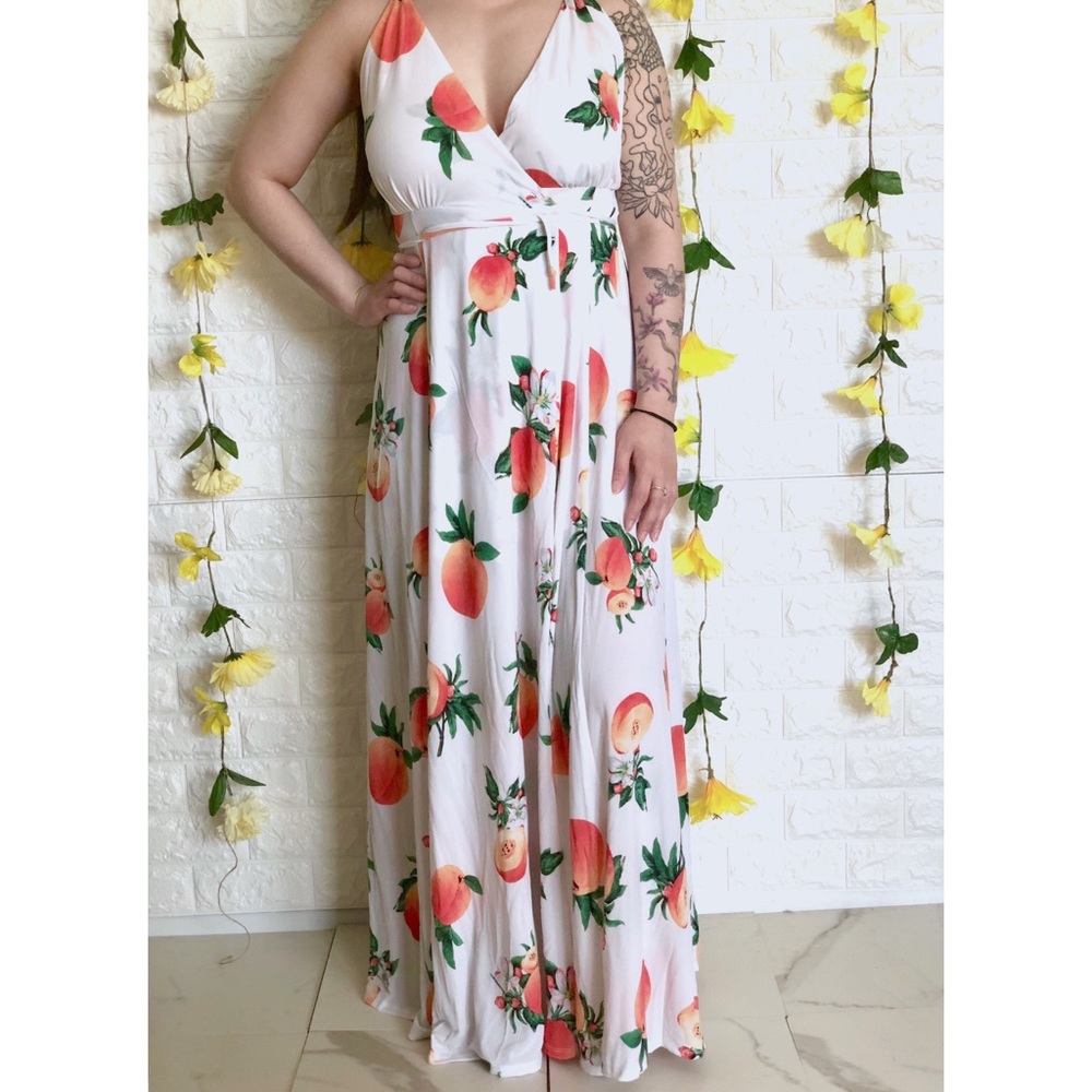 White peach maxi dress